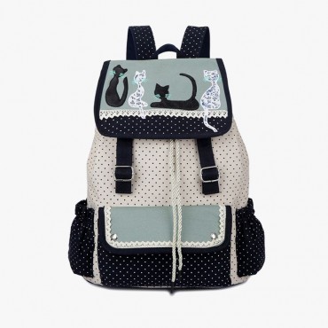 Fashion Multicolored Lady Cat Backpack