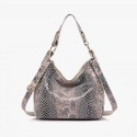 Serpentine Print Leather Shoulder Handbag