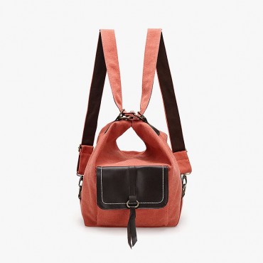 Leather &#038; Canvas Patchwork Handbag Shoulder