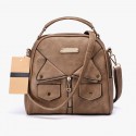 Leather Shoulder Double Zipper Handbag