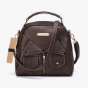 Leather Shoulder Double Zipper Handbag