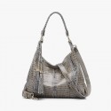 Crocodile Pattern Leather Shoulder Handbag